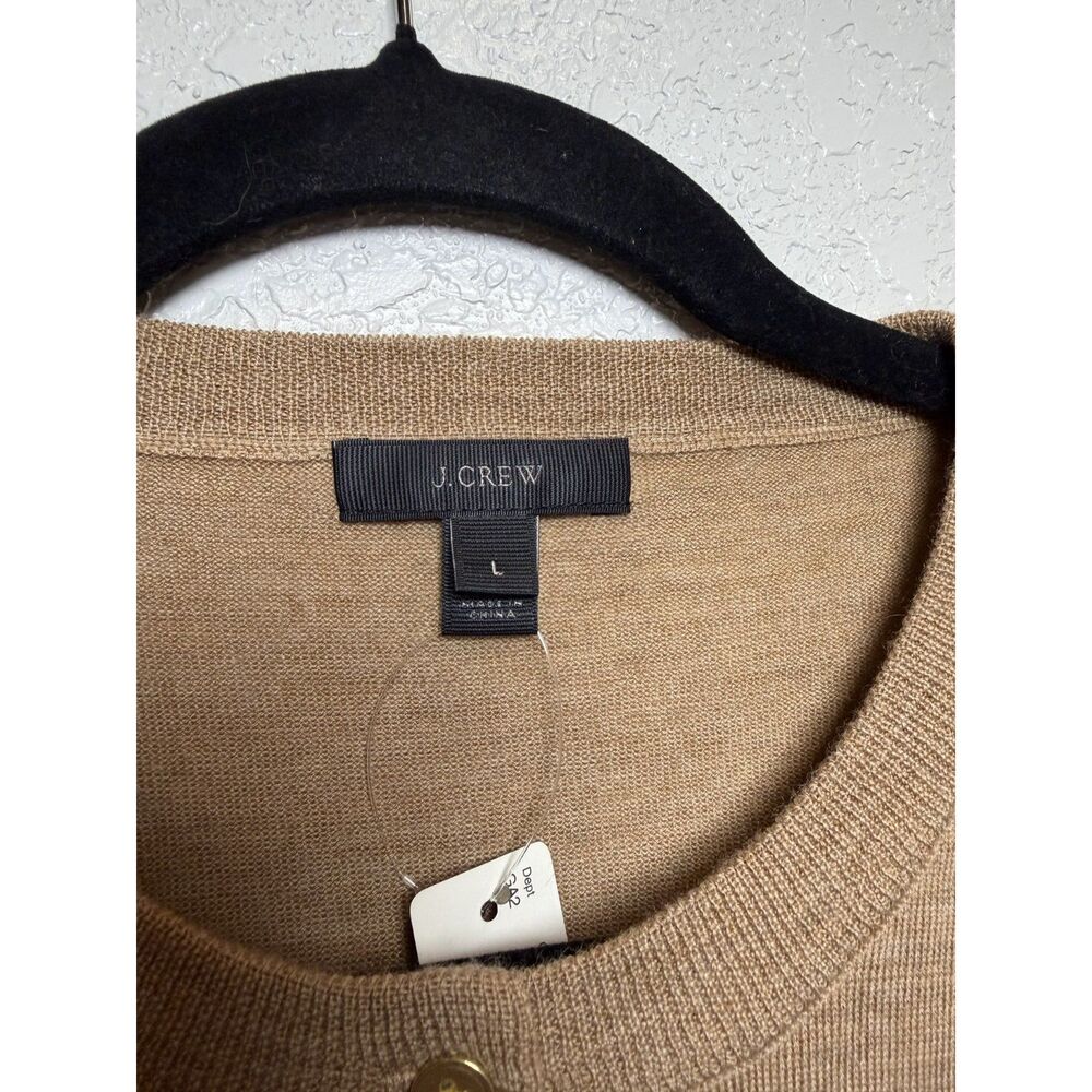 J.Crew Merino Wool Jackie Cardigan Sweater Camel Tan Gold Buttons L NWT - Picture 4 of 14